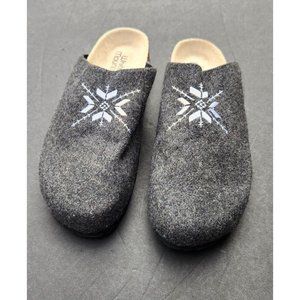 White Mountain Clogs Footbed Sandals Britta Gray Felt Winter Snowflake 11 M